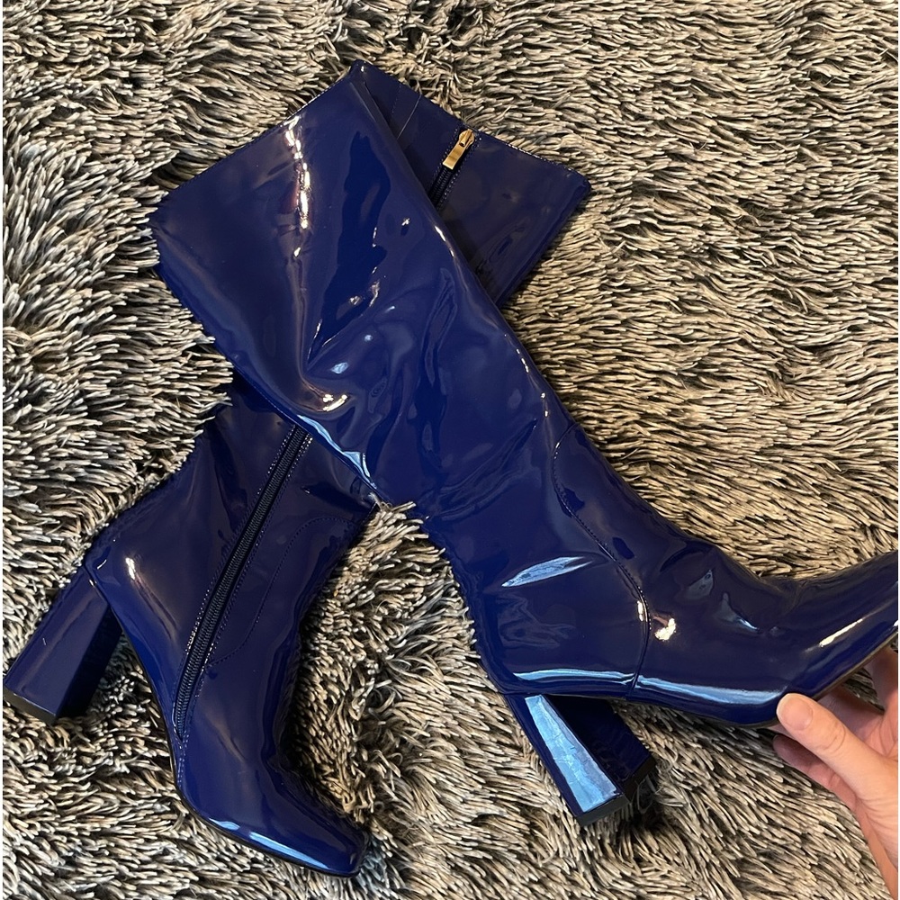 London Rag Blue Patent Knee High Boots